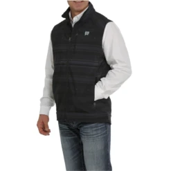 Cinch® Men's Black Aztec Printed Bonded Vest MWV1515014 -Western Edge Men Sales Store MWV1515014 1