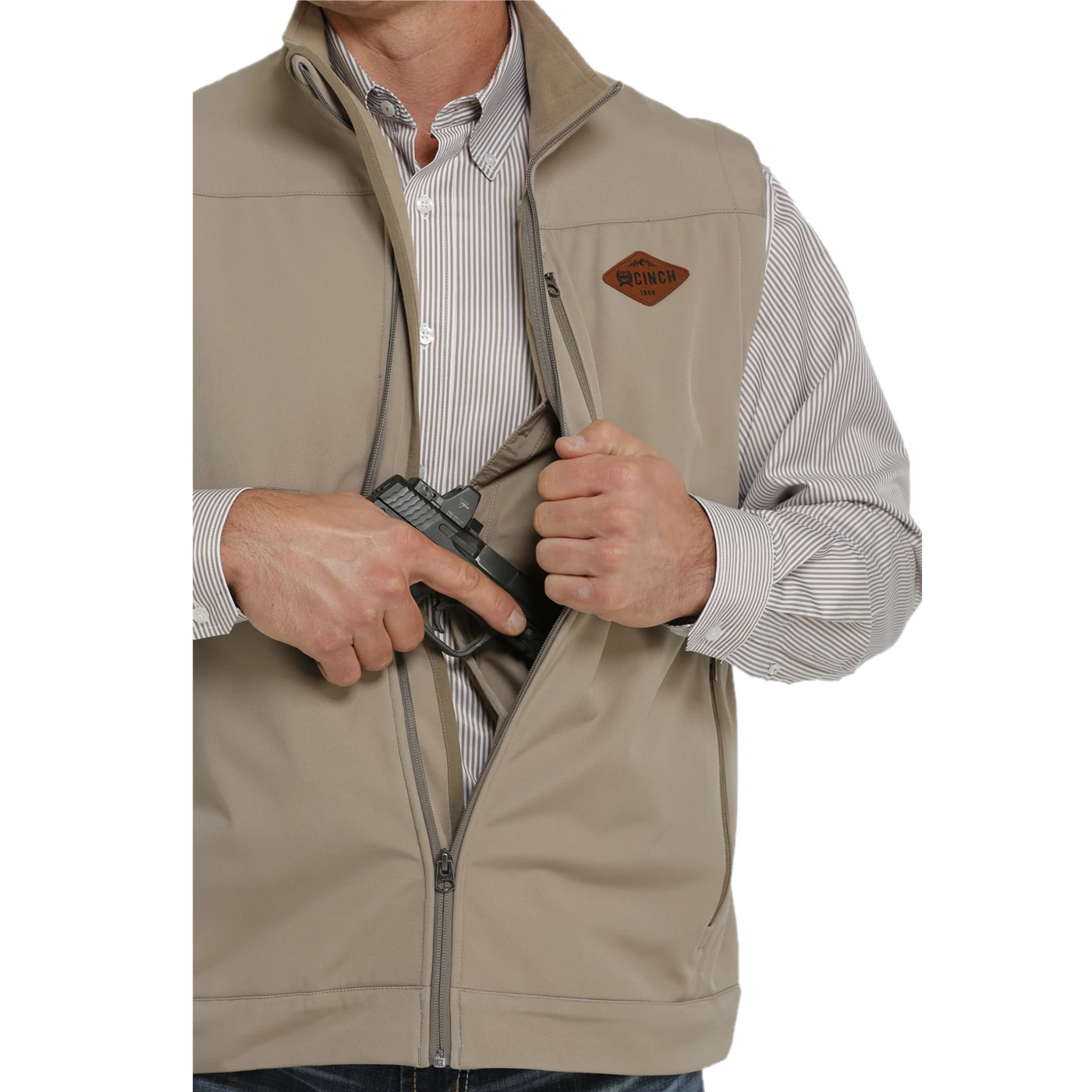 Cinch® Men's Concealed To Carry Khaki Bonded Vest MWV1541007 2 Cinch® Men's Concealed To Carry Khaki Bonded Vest MWV1541007 - Image 2