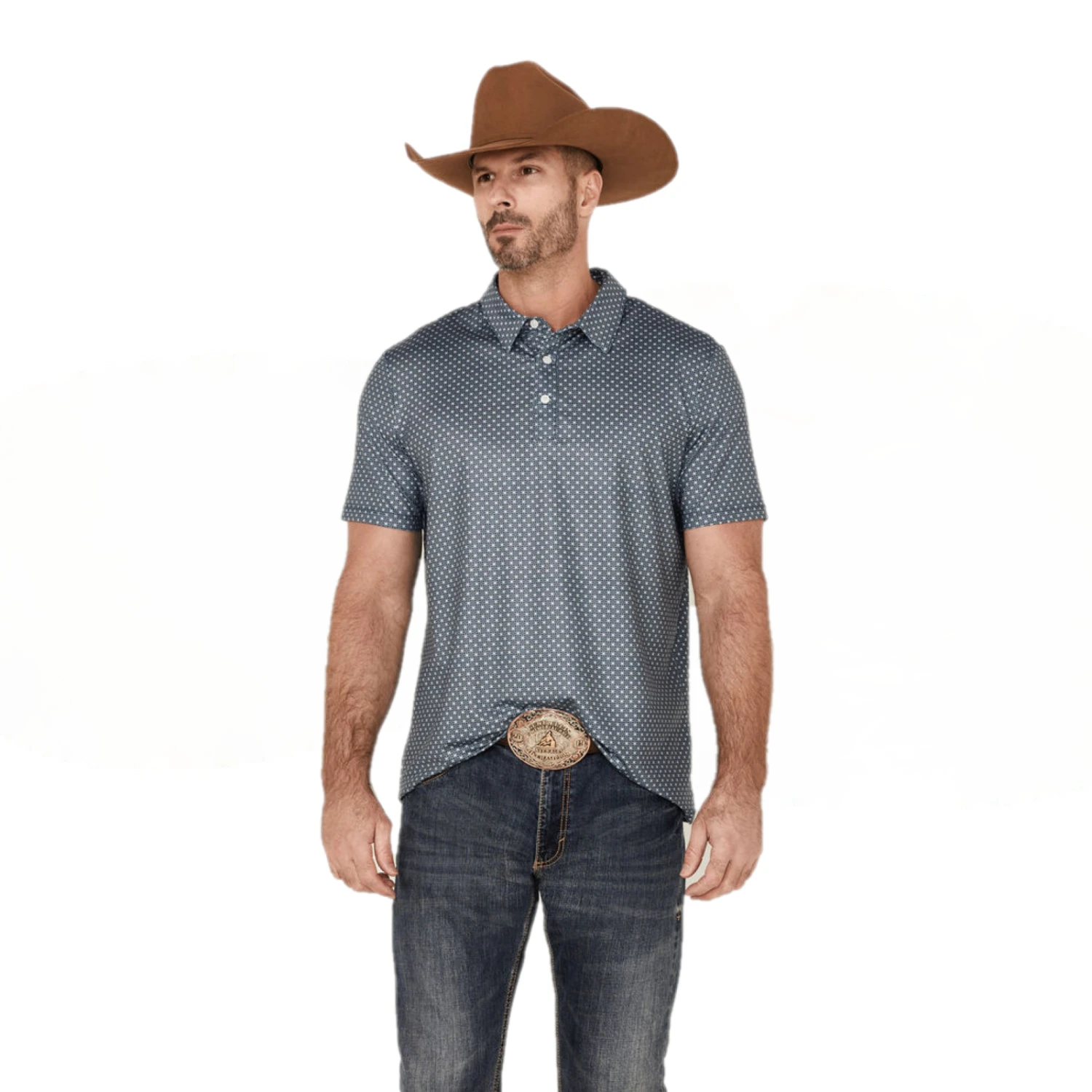 Panhandle® Men's Geo Print Polo Lapis Short Sleeve Shirt P7B3673 1 Panhandle® Men's Geo Print Polo Lapis Short Sleeve Shirt P7B3673