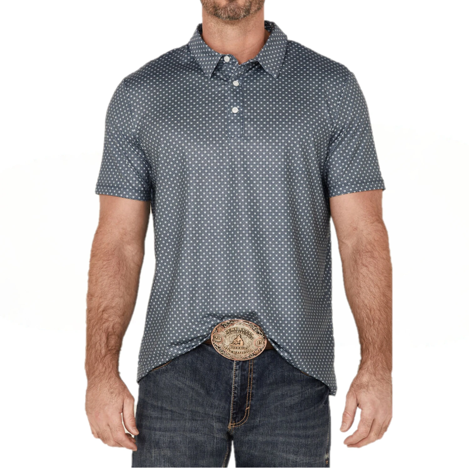 Panhandle® Men's Geo Print Polo Lapis Short Sleeve Shirt P7B3673 2 Panhandle® Men's Geo Print Polo Lapis Short Sleeve Shirt P7B3673 - Image 2