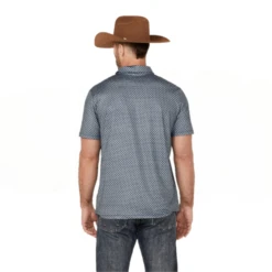 Panhandle® Men's Geo Print Polo Lapis Short Sleeve Shirt P7B3673 5 Panhandle® Men's Geo Print Polo Lapis Short Sleeve Shirt P7B3673 -Western Edge Men Sales Store P7B3673 C