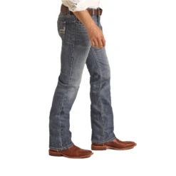 Rock & Roll Men's Pistole Straight Medium Vintage Wash Jeans RRMD1PRZSM -Western Edge Men Sales Store RRMD1PRZSM3