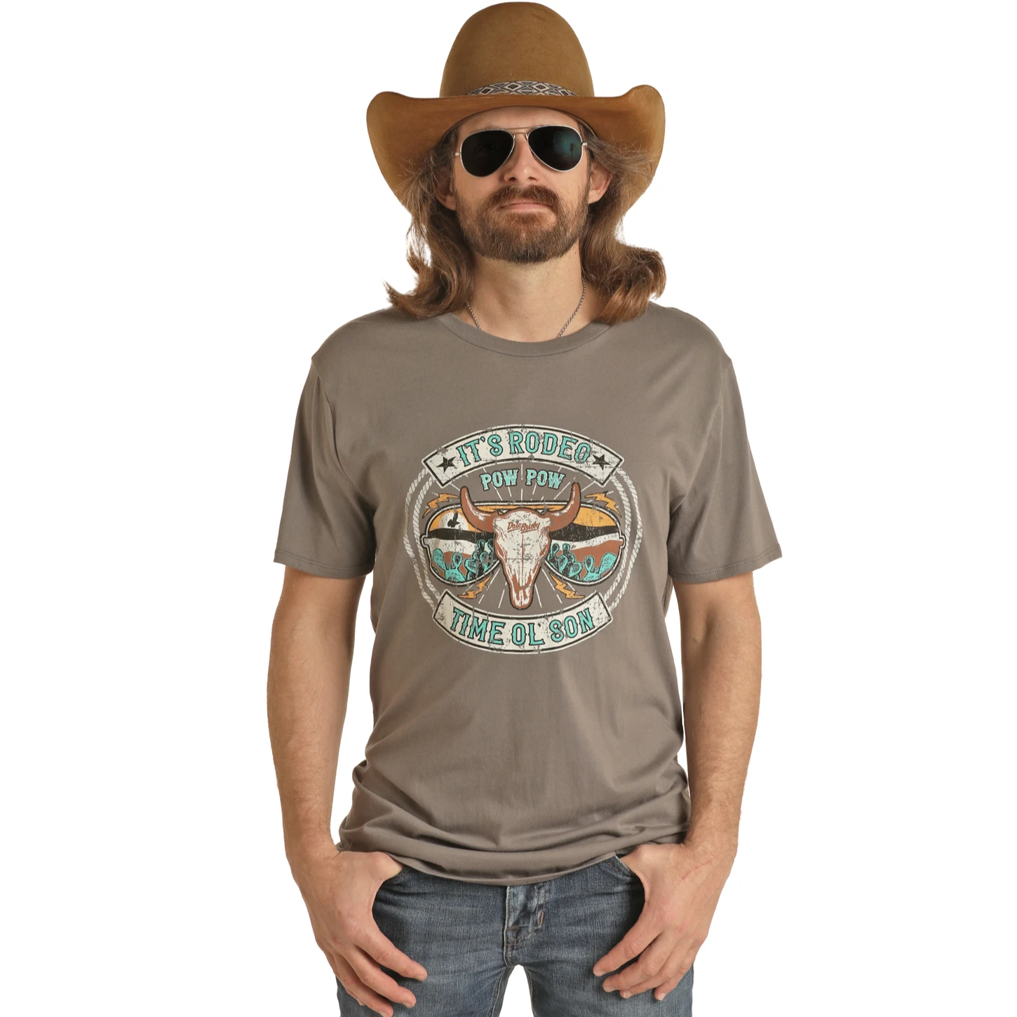 Rock & Roll® Unisex Dale Brisby Bull Skull Grey T-Shirt RRUT21R06F-05 1 Rock & Roll® Unisex Dale Brisby Bull Skull Grey T-Shirt RRUT21R06F-05