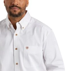 Ariat® Men's Solid Twill White Long Sleeve Button Shirt 10000503 -Western Edge Men Sales Store S15 MNS WEST 10000503 detail01