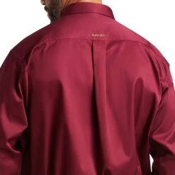 Ariat® Men's Solid Twill Burgundy Long Sleve Button Shirt 10012635 -Western Edge Men Sales Store S15 MNS WEST 10012635 detail02 1