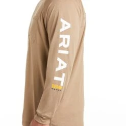 Ariat® Men's Rebar Heat Fighter Long Sleeve Khaki T-Shirt 10031030 5 Ariat® Men's Rebar Heat Fighter Long Sleeve Khaki T-Shirt 10031030 -Western Edge Men Sales Store S21 MNS WORK 10031030 detail01