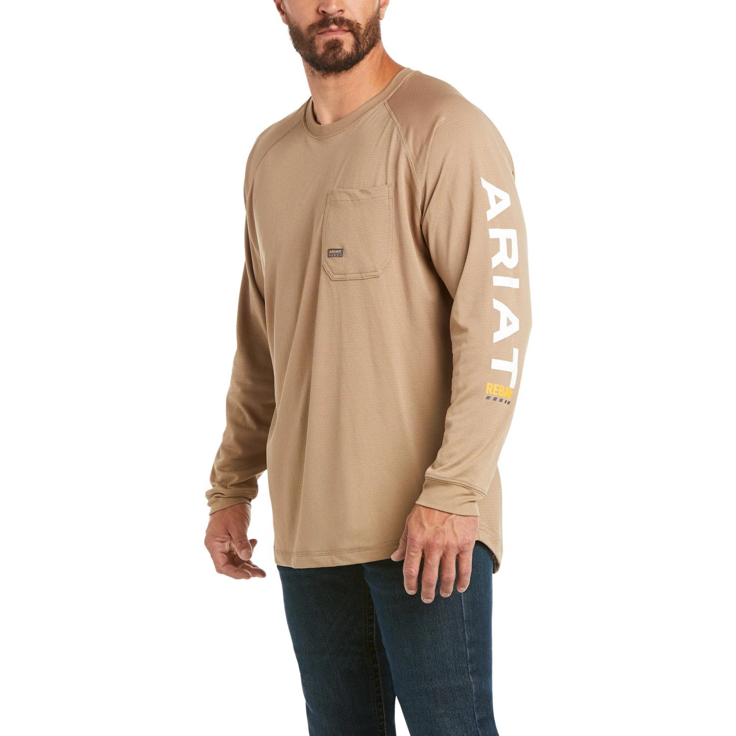 Ariat® Men's Rebar Heat Fighter Long Sleeve Khaki T-Shirt 10031030 1 Ariat® Men's Rebar Heat Fighter Long Sleeve Khaki T-Shirt 10031030