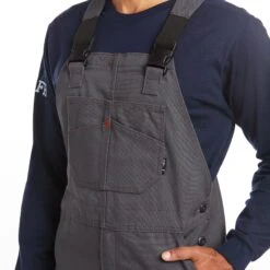 Ariat® Men's FR DuraCanvas Unlined Iron Grey Bib 10034650 -Western Edge Men Sales Store S21 MNS WORK 10034650 detail01