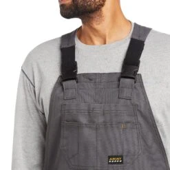 Ariat® Mens Rebar DuraCanvas Unlined Grey Bibs 10034653 -Western Edge Men Sales Store S21 MNS WORK 10034653 detail02