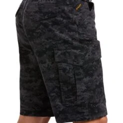 Ariat Mens Rebar Relaxed Durastretch Black Camo Cargo Shorts 10034682 -Western Edge Men Sales Store S21 MNS WORK 10034682 detail01