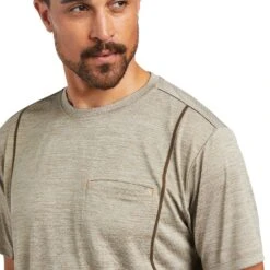 Ariat® Men's Rebar Evolution Athletic Tan Brindle Fit T-Shirt 10039172 -Western Edge Men Sales Store S22 MNS WORK 10039172 detail01