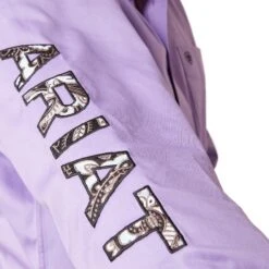 Ariat® Men's Team Logo Twill Violet Tulip Button Down Shirt 10043521 -Western Edge Men Sales Store S23 MNS WEST 10043521 detail02