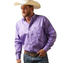 Ariat® Men's Team Logo Twill Violet Tulip Button Down Shirt 10043521