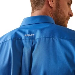 Ariat® Men's Team Logo Twill Campanula Blue Button Down Shirt 10043568 -Western Edge Men Sales Store S23 MNS WEST 10043568 detail01