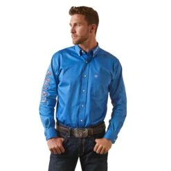 Ariat® Men's Team Logo Twill Campanula Blue Button Down Shirt 10043568