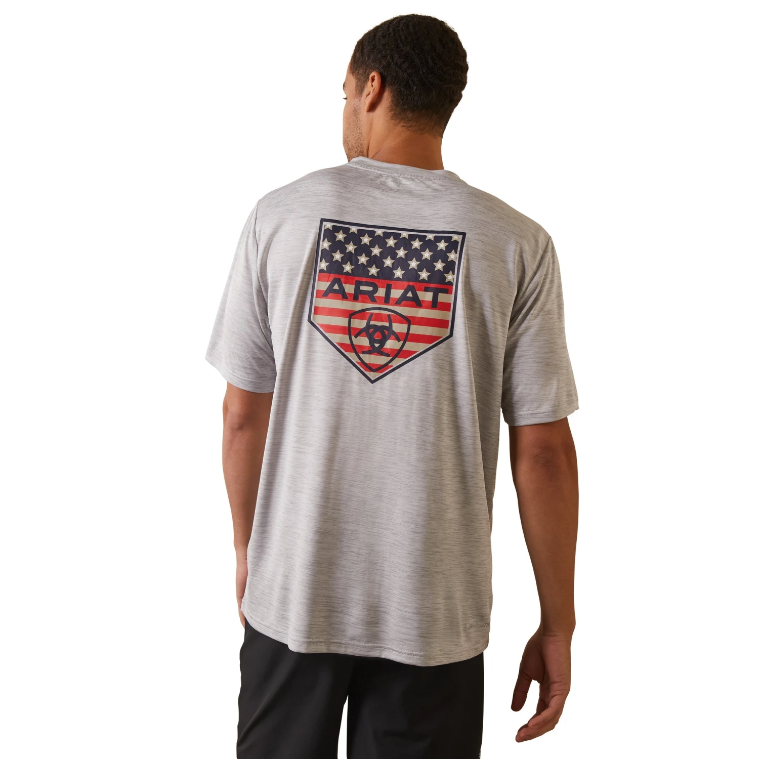 Ariat® Men's Charger Proud Shield Echo Grey T-Shirt 10043765 1 Ariat® Men's Charger Proud Shield Echo Grey T-Shirt 10043765