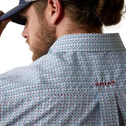 Ariat® Men's Wrinkle Free Eron Classic White Button Up Shirt 10044887 -Western Edge Men Sales Store S23 MNS WEST 10044887 detail02