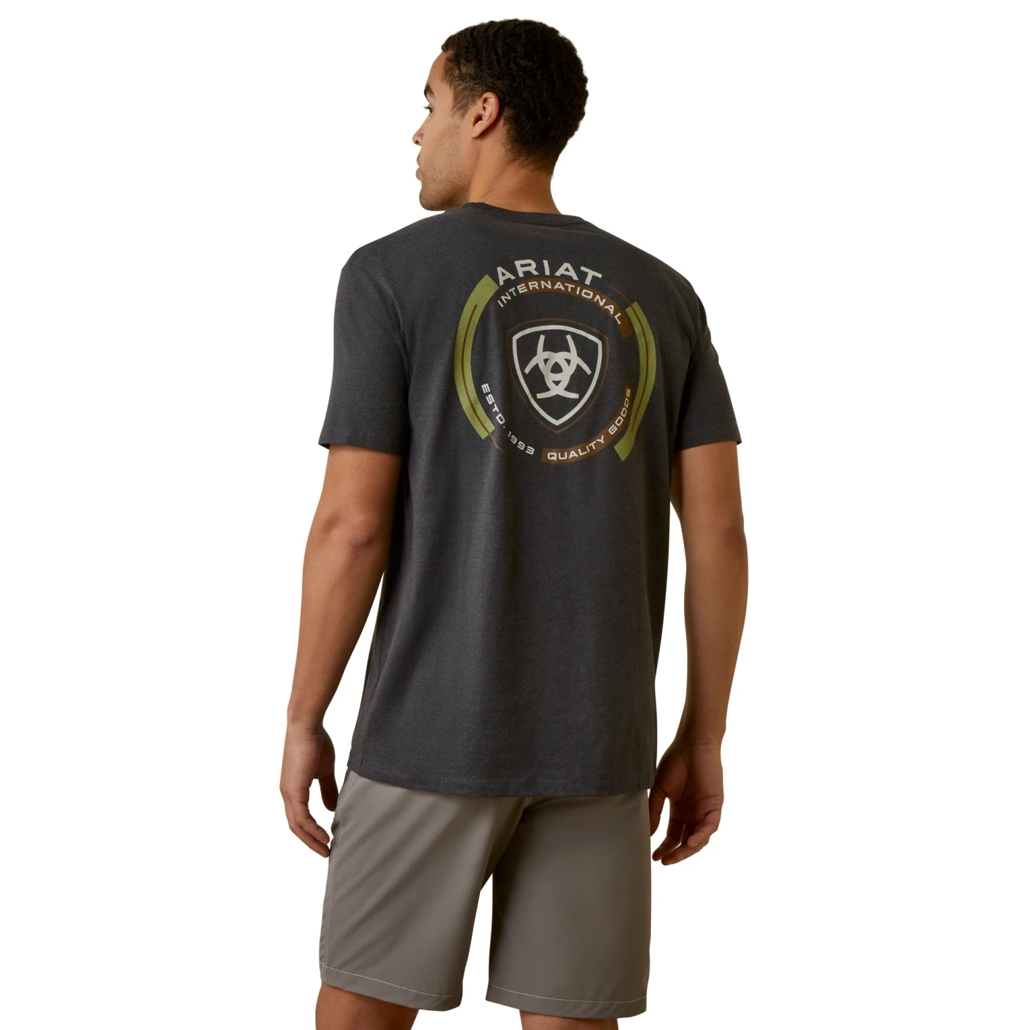Ariat® Men's Offset Circle Charcoal Heather T-Shirt 10045287 1 Ariat® Men's Offset Circle Charcoal Heather T-Shirt 10045287