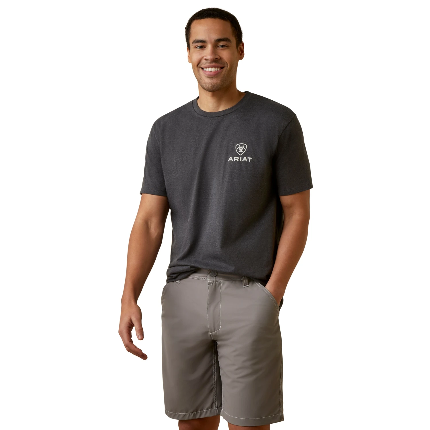 Ariat® Men's Offset Circle Charcoal Heather T-Shirt 10045287 2 Ariat® Men's Offset Circle Charcoal Heather T-Shirt 10045287 - Image 2