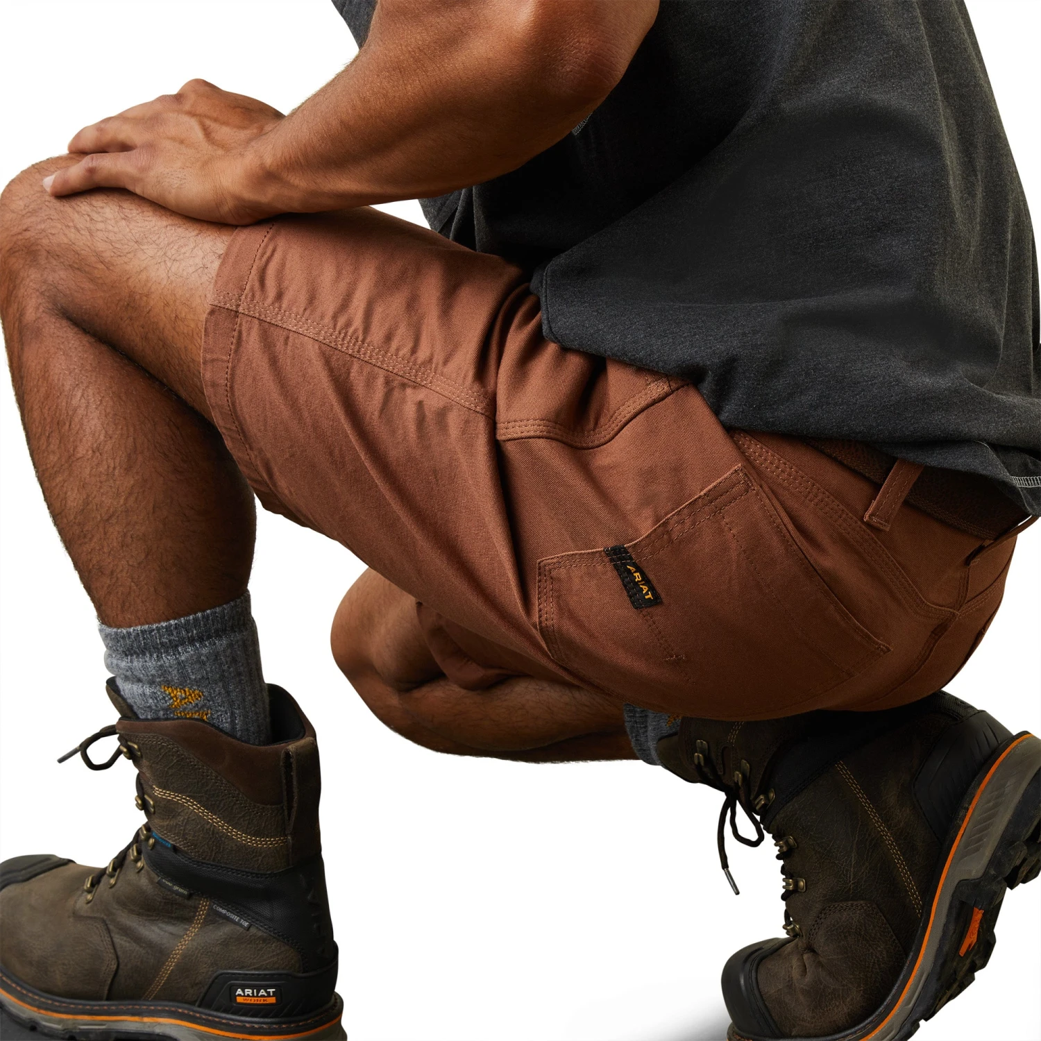 Ariat® Men's Rebar DuraStretch™ Made Tough Rust Brown Shorts 10043171 3 Ariat® Men's Rebar DuraStretch™ Made Tough Rust Brown Shorts 10043171 - Image 3