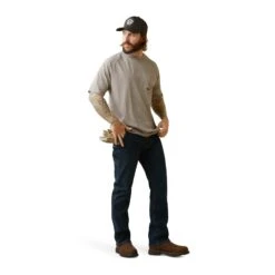 Ariat® Men's Rebar Cotton Strong™ Beige Heather T-Shirt 10043486 -Western Edge Men Sales Store S23 MNS WORK 10043486 full