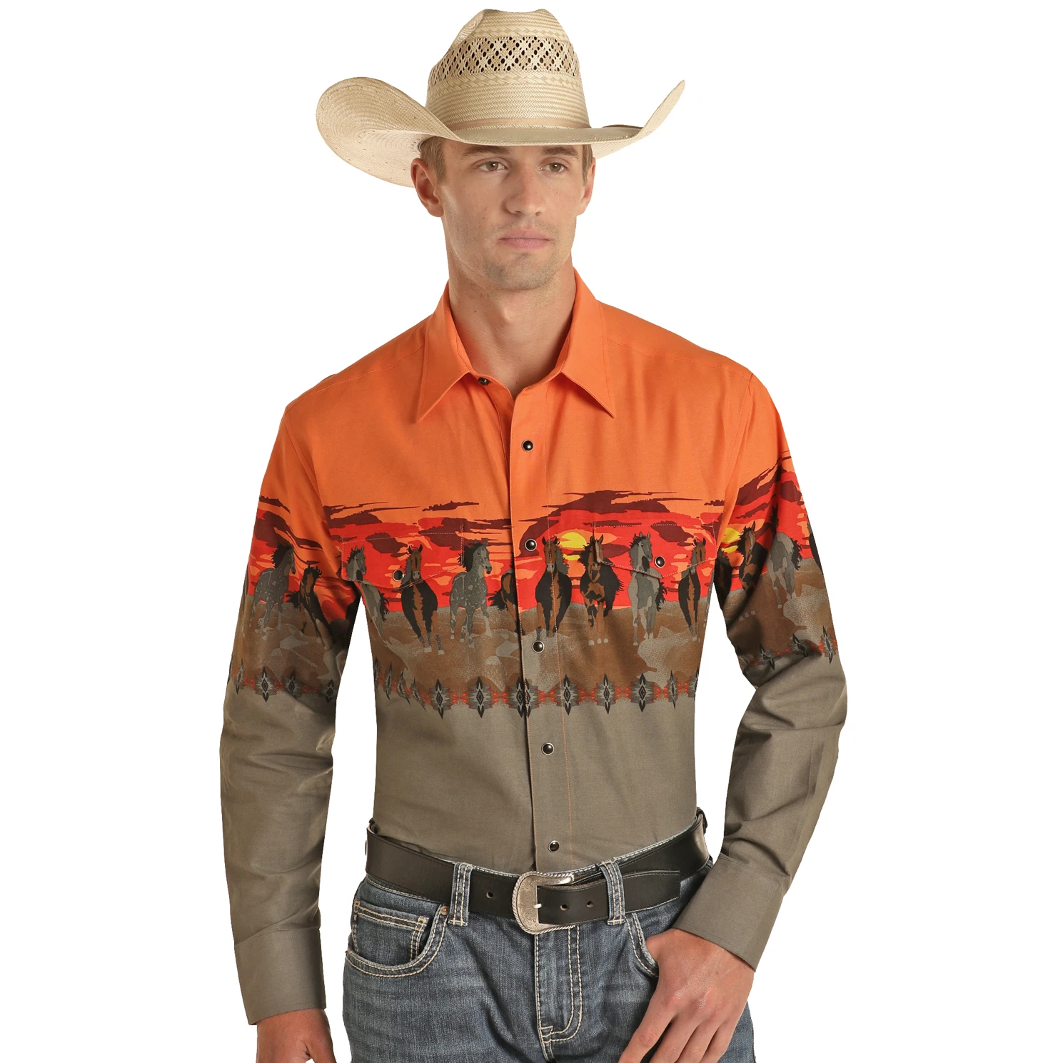 Panhandle Men's Border Charcoal Snap Shirt PHMSOSR0MV-02 1 Panhandle Men's Border Charcoal Snap Shirt PHMSOSR0MV-02